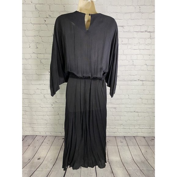 Vintage Sybil California Black Wool Blend Asymmetrical Layered Long Dress 14 - Picture 4 of 9